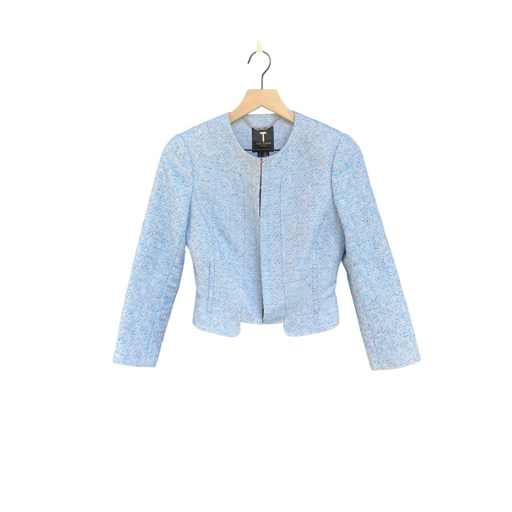 Ted Baker Womens Amalee Baby Blue Cropped Blazer Coquette Plazacore Y2K Size 1 S